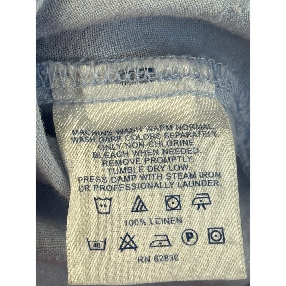 Lands' End Linen Short Sleeve Button Up Shirt Womens Large Light Blue - Picture 9 of 9